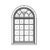 16-lite square unit with 8-lite Gothic half round transom
Unit Dimension 37" x 62"